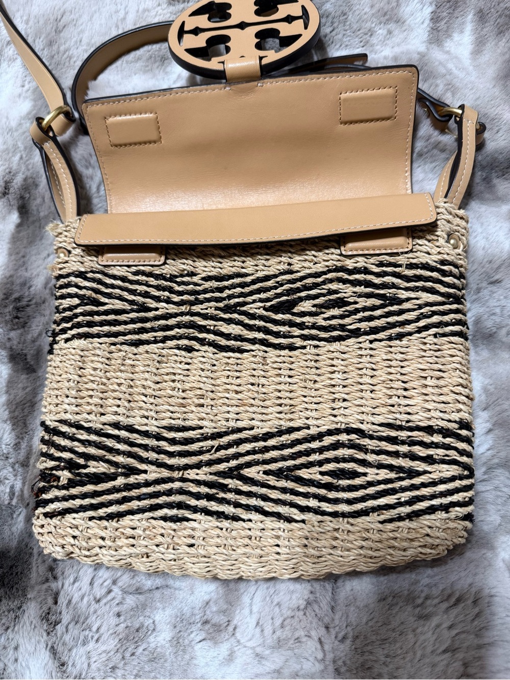 Tory Burch Miller Stripe Straw Crossbody - Picture 5 of 12